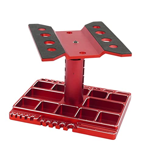 RC Car Work Stand, Reparaturarbeitsplatz 360 Grad Drehbarer, Abschließbarer Lift Lower für die Reparatur von RC-Fahrzeugen (Rot) von SPYMINNPOO