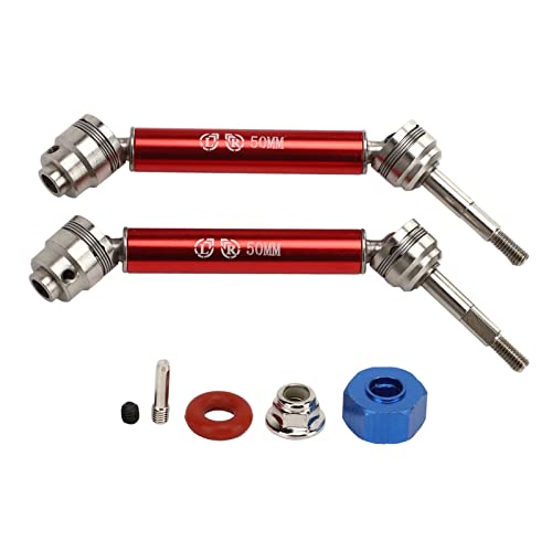 SPYMINNPOO 1 Paar RC-Antriebswellen-Set, 12 cm CVD-Hinterantriebswellen aus Stahl und Aluminiumlegierung, Kompatibel mit 1/10 RC-Car (Rot) von SPYMINNPOO