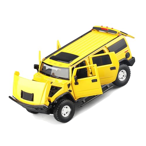 SPYMINNPOO 1:32 Legierungs-Offroad-Spielzeugautomodell für, Leichte Soundeffekte, Erkundung und Spaß mit Echter Lenkung und Stoßdämpfung, Sechs Türen Zum Öffnen, Musik (Yellow) von SPYMINNPOO