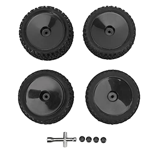 SPYMINNPOO 4 Stück RC-Reifen und Räder, Vorder- und Hinterreifen und Räder, 12-mm-Nabenreifen und für 1/10 RC-Offroad-Auto-Upgrade-Teile (Black) von SPYMINNPOO