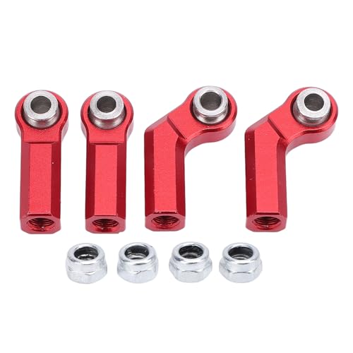 SPYMINNPOO 4PCS RC Kugelgelenk, M4 Gewinde 7,0mm CW Link Stange Ende Kugelköpfe 2 Ellenbogen 2 Gerade Metall Kugelgelenke für 1/10 RC Auto (Rot) von SPYMINNPOO