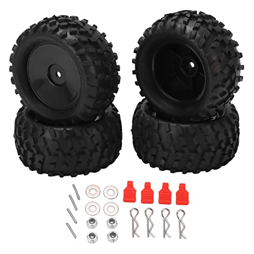 SPYMINNPOO 4PCS RC Vordere Hintere Gummireifen, 82 -mm -Reifen und Radfelgen Einrichten Sie Upgrade -Teile für Wltoys 144001 1/14 RC Off Road Car von SPYMINNPOO