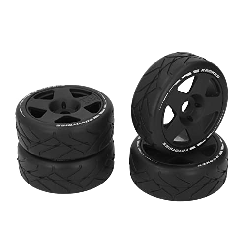 SPYMINNPOO 4pcs 1/8 GT RC Räderset, RC Racing Car Wheels mit Gummireifen mit 17 -mm -Adapter (Black) von SPYMINNPOO