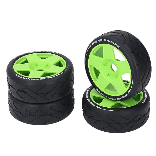 SPYMINNPOO 4pcs 1/8 GT RC Räderset, RC Racing Car Wheels mit Gummireifen mit 17 -mm -Adapter (Green) von SPYMINNPOO