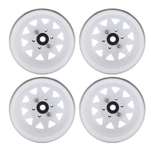 SPYMINNPOO 4pcs RC Rad Rim Hub, Metall 1,9 -Zoll -Rad Felgen 10 Dreiecksloch -Hub -Ersatzteil für Axiale SCX10 1/10 RC Kletterauto (White) von SPYMINNPOO