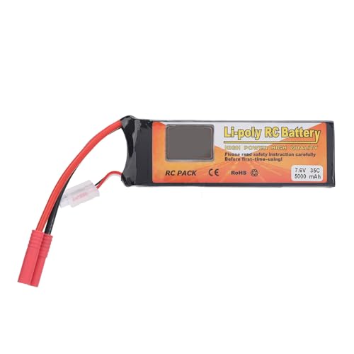 SPYMINNPOO 5000 MAh RC LiPo-Akku mit 7,6 V Spannung für 1/8 1/10 1/12 1/16 RC-Autos Boote LKWs,Tragbarer Lithium-Akku mit Bananenstecker 4.0 von SPYMINNPOO