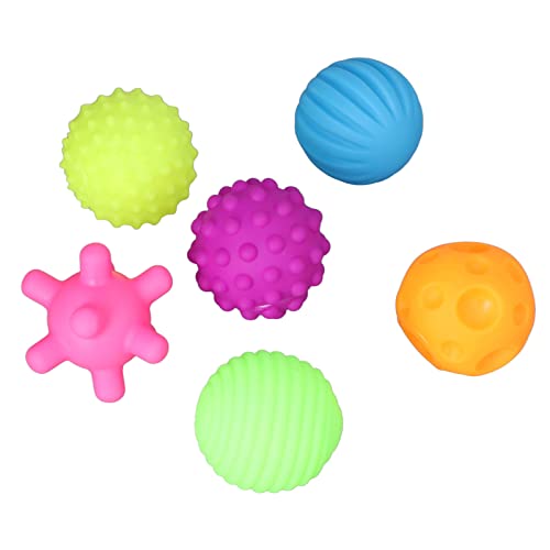 SPYMINNPOO 6 Pack Strukturierter Sensorik Ball, Baby Hand Gepackt Übungs Spielzeug, Stress Relief Spielzeug, Massage Ball Set für Babys 6-12 Monate (Color) von SPYMINNPOO