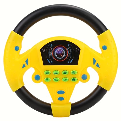 SPYMINNPOO Baby-Lenkrad-Spielzeug, Interaktive Geräusche, Auto-Sound-Musik, Hohe Nachahmung, Saugnapf für 4–6 Jahre (Yellow) von SPYMINNPOO