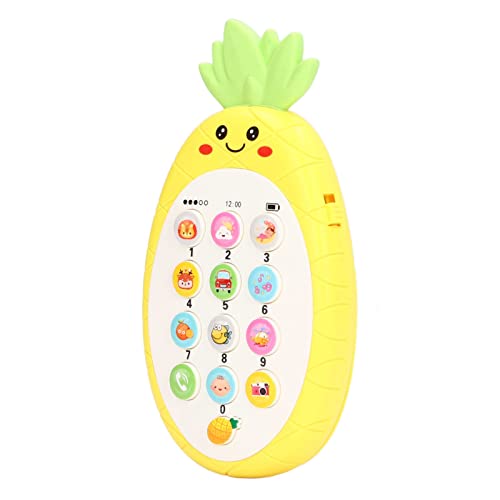 SPYMINNPOO Baby Telefon Spielzeug, Weiche Silikon Kinder Ananas Handy Musikspielzeug Musik frühes Pädagogisches Smartphone Spielzeug Gelb von SPYMINNPOO