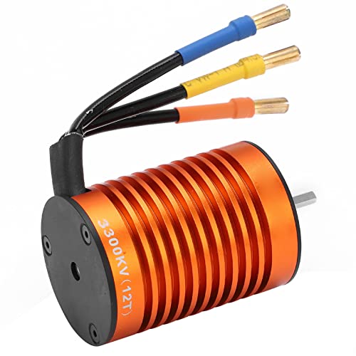 SPYMINNPOO Bürstenloser Motor, 1/10 RC 3300KV 820W Motor Aluminiumlegierschale 4 Pol 12 Stecker von SPYMINNPOO