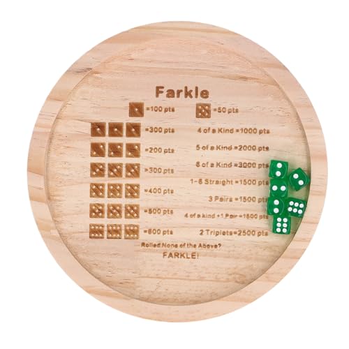 SPYMINNPOO Deluxe Farkle-Würfeltablett-Spielset mit Kiefernmaterial, Verbessert Mathematische Fähigkeiten, Strategisches Denken und Problemlösung (Rund 18 cm) von SPYMINNPOO