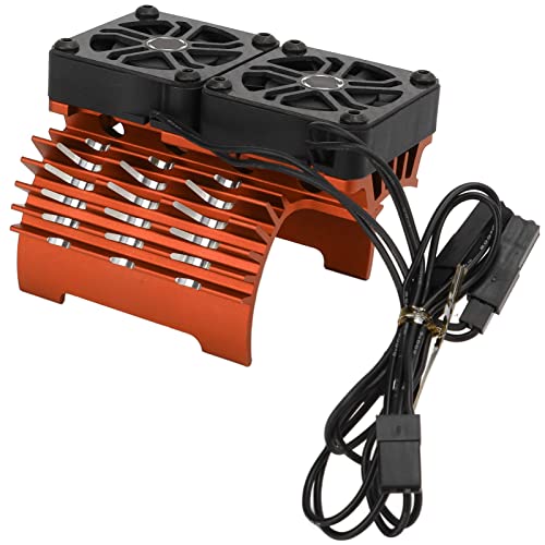 SPYMINNPOO Dual Lüftermotor Kühlkörper, Hochgeschwindigkeits -Binsel -Motor Kühllüftermotor Kühlventilator für 1/5 RC mit 55/56/58 -mm -bürstenloser Motor (ORANGE) von SPYMINNPOO