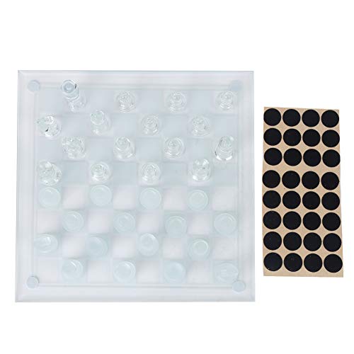 SPYMINNPOO Glaskristallschach -Set, 32 Gefrostete Schachmann 25x25cm Langweiliges Polnisches Checkerboard -Brettspiel für Reisen, Schule, Camping von SPYMINNPOO