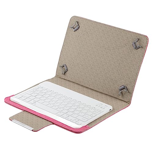 SPYMINNPOO Hülle Leder PU Premium mit 10 -Zoll -Tablet -Tastatur, 3,0 Effizient und Stabil, für Fachkräfte und Besetzte Schüler Geeignet (10-Zoll-Tastatur + Lederhülle Rose rot) von SPYMINNPOO