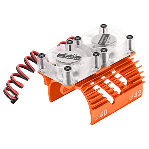 SPYMINNPOO Lüfter Motor Kühlkörper, Starker Kühllüfter, Upgrade von Teilen für 1/8 RC -Autos, Leistungsstarke Wärmeabteilung (ORANGE) von SPYMINNPOO