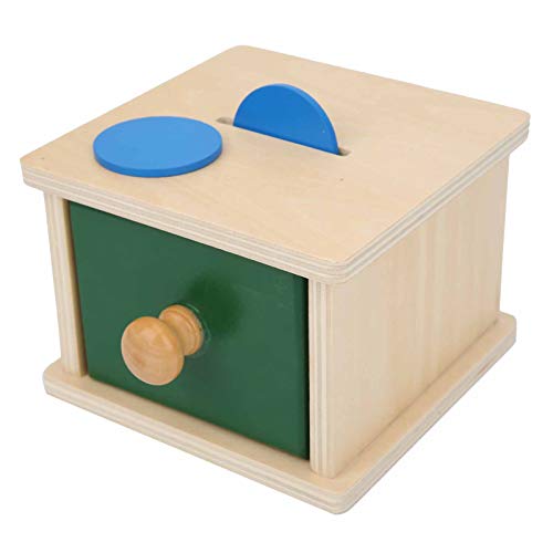 SPYMINNPOO Object Permanence Box, Montessori Holzspielzeug Baby Imbucare Box Kinderspielzeug Holzmünze Ball Box Lernspielzeug Streichholz Farbtropfen Spiel für Mädchen(Waffeln von SPYMINNPOO