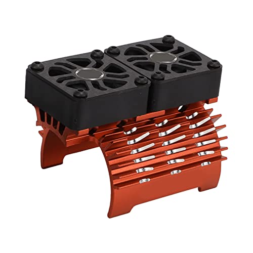 SPYMINNPOO RC Car Motor Kühlkörper Dual Fan, 40–42 Mm Bürstenloser Motor Kühlventilator Motor Kühlkörper Kühler für 1/8 Ferngesteuertes Auto (ORANGE) von SPYMINNPOO