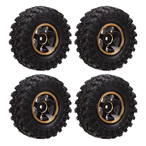 SPYMINNPOO RC -Crawler -Reifen, Gummi -RC -Reifen Messing Wheel Hub Messing RC Autoradreifen für FMS FCX24 1/18 1/24 Crawler Eingestellt (schwarzes Gold) von SPYMINNPOO