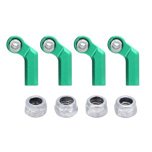 SPYMINNPOO RC Link Rod End, 4 Set RC Link Rod End Legierung M4 Gebogen CW 7 Mm Kugelgelenkkopf-Set für 1/10 Modellauto (Green) von SPYMINNPOO