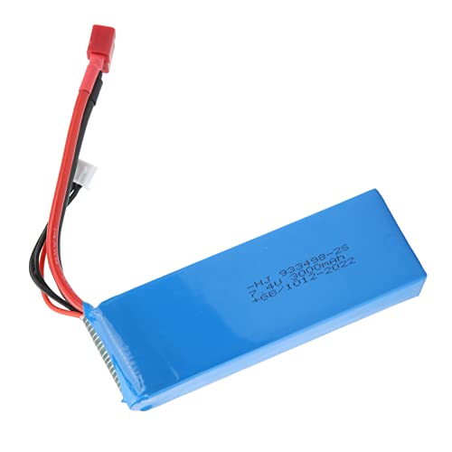 SPYMINNPOO RC-Lithiumbatterie, Lithiumbatterie 7,4 V, 3000 MAh mit T-Stecker-Buchse für Wltoys Modified 124018, 124019, 144001 und Andere Lithiumbatterien von SPYMINNPOO