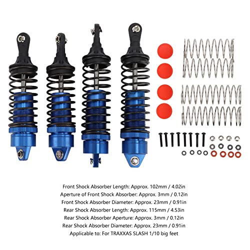 SPYMINNPOO RC-Stoßdämpfer Vorne Hinten, 4 Stück, Stoßdämpfer aus Aluminiumlegierung und Kunststoff mit Elastischer Feder, für RC-Autos Im Maßstab 1:10 (Blue) von SPYMINNPOO