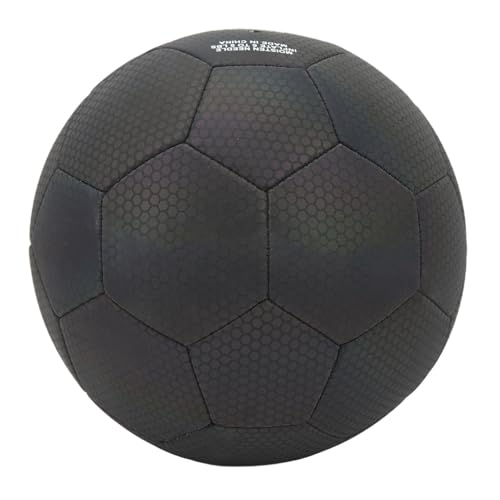 SPYMINNPOO Reflektierender Fußballkugel, Größe 5 Schwarz PU -Leck -Air -Ventil Luminous Football von SPYMINNPOO