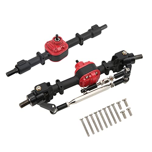 SPYMINNPOO Vordere Hinterachse Set, 1/12 Aluminiumlegierung RC -Auto Vorne Hinterachet -Aktualisierungsteile für MN D90 D91 99S FJ45 RC -LKW (Schwarz Rot) von SPYMINNPOO