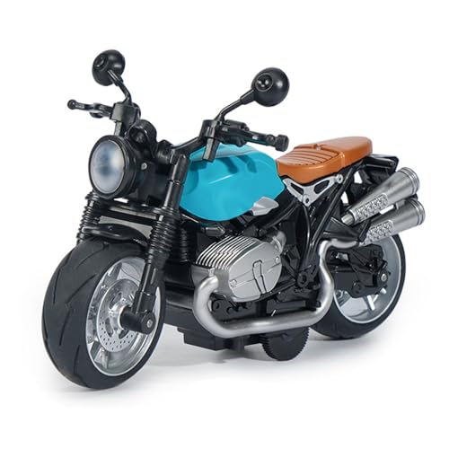 SPYMINNPOO Zurückziehbares Motorrad-Spielzeug, Motorrad-Figur Im Maßstab 1:12, Legierungs-Motorrad-Rennmodell mit Musik und Lichteffekt (Blau Schwarz) von SPYMINNPOO