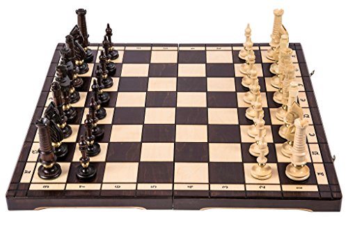 Schach Schachspiel ROYAL LUX - Klassisch - 65 x 65 cm - Schachfiguren geschnitzt aus Holz von SQUARE GAME