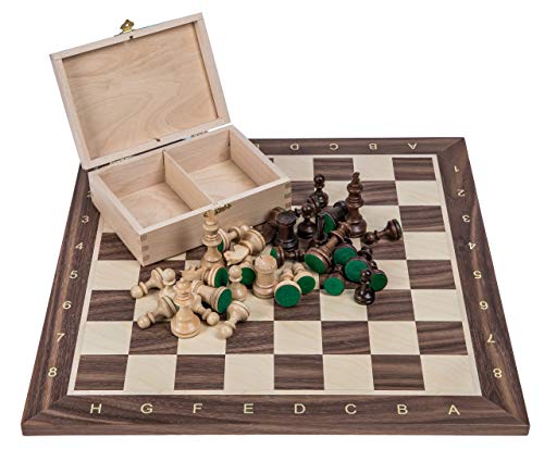 Square - Pro Schach Set Nr. 4 - NUSS - Schachbrett + Schachfiguren Staunton 4 + Kasten - Schachspiel aus Holz von SQUARE GAME