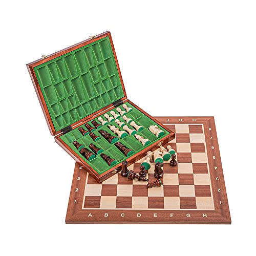 SQUARE - Pro Schach Set Nr. 5 - Mahagoni LUX - Schachbrett + Schachfiguren Staunton 5 + Kasten - Schachspiel aus Holz von SQUARE GAME