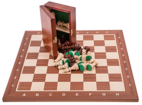 Square - Pro Turnier Schach Set Nr. 5 Mahagoni + 2 Extra Damen - Schachbrett + Schachfiguren Staunton 5 + Kasten - Schachspiel aus Holz von SQUARE GAME