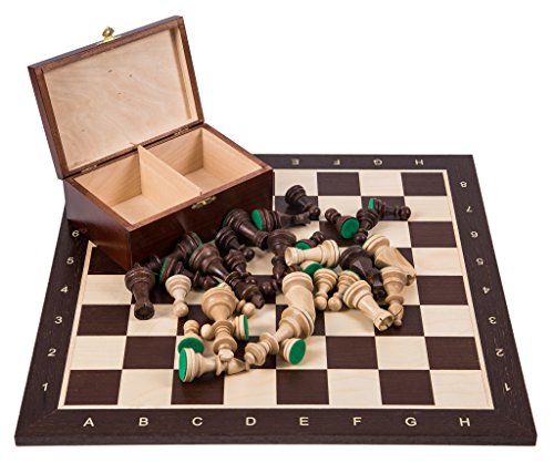 SQUARE - Pro Schach Set Nr. 5 WENGE - Schachbrett + Schachfiguren Staunton 5 + Kasten - Schachspiel aus Holz von SQUARE GAME