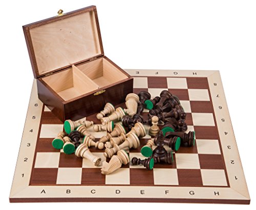 SQUARE - Pro Schach Set Nr. 6 - Mahagoni BL - Schachbrett + Schachfiguren Staunton 6 + Kasten - Schachspiel aus Holz von SQUARE GAME