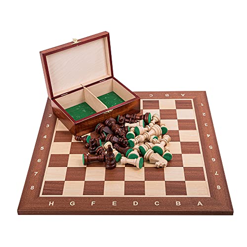 Square - Pro Schach Set Nr. 6 Mahagoni + 2 Extra Damen - Schachbrett + Schachfiguren Staunton 6 + Kasten - Schachspiel aus Holz von SQUARE GAME