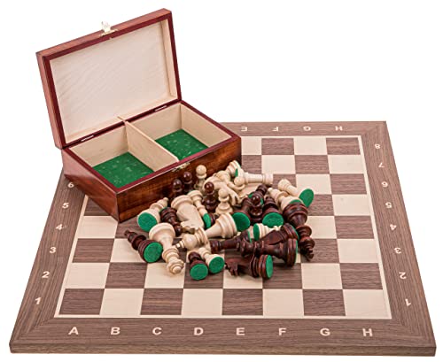 Square - Pro Schach Set Nr. 6 - NUSS - Schachbrett + Schachfiguren Staunton 6 + Kasten - Schachspiel aus Holz von SQUARE GAME