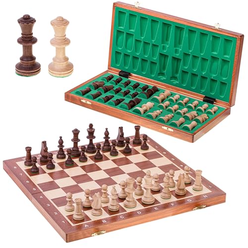 Square - Turnier Schach aus Holz Nr. 5 Mahagoni + 2 x Damen - Schachbrett und Schachfiguren Staunton 5 von SQUARE GAME