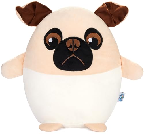 SQUISHBRUBIES Max der Mops - 35 cm Kuscheltier - Superweiches Plüsch Stofftier - Plüschtier Hund zum Kuscheln, Verschenken und Sammeln - Beige von SQUISHBRUBIES