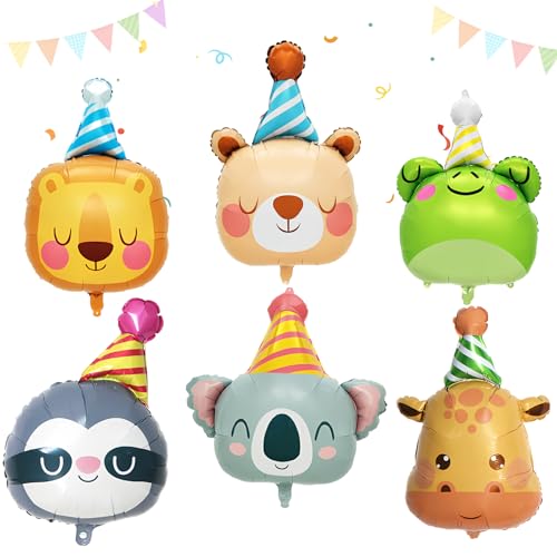 6 Stück Folienballon Tiere Geburtstag, Tierkopf Folienballons Waldtiere Geburtstag Deko Helium Ballons Tiere Party Animals für Kinder Dschungel Riesenballon Geburtstage Deko 6 Stück Folienballon Tiere Geburtstag, Tierkopf Folienballons Waldtiere Geburtstag Deko Helium Ballons Tiere Party Animals für Kinder Dschungel Riesenballon Geburtstage Deko von SREBIWO