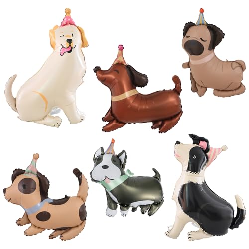 6 Stücke Hund Folienballon Tiere, Hund Luftballons Geburtstag Deko Tiere Ballon für Babyshower, Kindergeburtstag Deko Mädchen Junge, Hunde Thema Party Dekoration 6 Stücke Hund Folienballon Tiere, Hund Luftballons Geburtstag Deko Tiere Ballon für Babyshower, Kindergeburtstag Deko Mädchen Junge, Hunde Thema Party Dekoration von SREBIWO