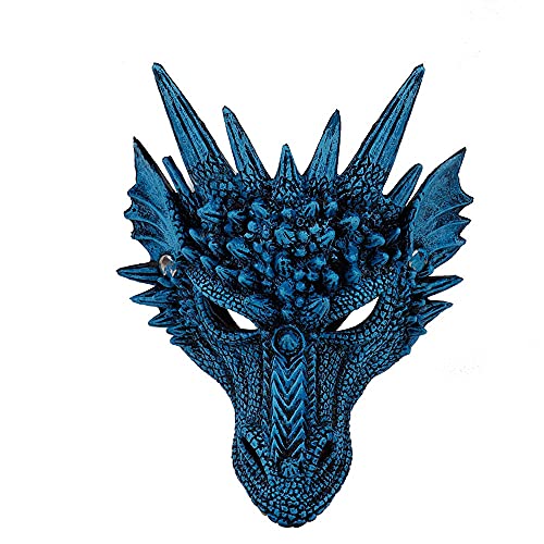 SRMAN Karneval Halloween Karneval PU Schaum 3D Chinesischer Drache Tier Drache Maske Cosplay Drache Gruselige Masken,Blau von SRMAN