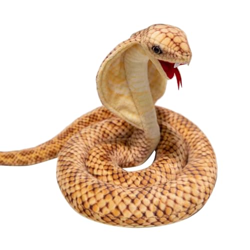 Realistische Cobra-Schlangen-Kuscheltiere, 63-Zoll-Python-Plüschtier, Riesige Lange Kuscheltiere, Schlangen-Plüschtiere, Geschenke For Kinder, Weihnachten, Wilde Tiere, Party-Dekoration(Beige,118cm) von SRSDG