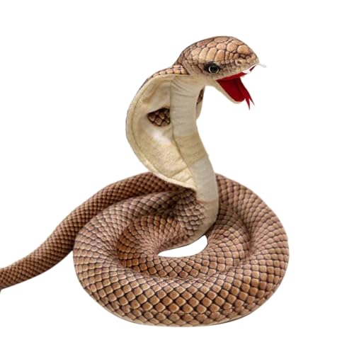 Realistische Cobra-Schlangen-Kuscheltiere, 63-Zoll-Python-Plüschtier, Riesige Lange Kuscheltiere, Schlangen-Plüschtiere, Geschenke For Kinder, Weihnachten, Wilde Tiere, Party-Dekoration(Brown,160cm) von SRSDG