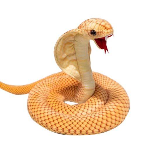 Realistische Cobra-Schlangen-Kuscheltiere, 63-Zoll-Python-Plüschtier, Riesige Lange Kuscheltiere, Schlangen-Plüschtiere, Geschenke For Kinder, Weihnachten, Wilde Tiere, Party-Dekoration(Yellow,118cm) von SRSDG