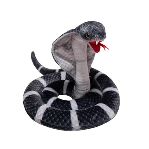 Realistische Cobra-Schlangen-Kuscheltiere, 63-Zoll-Python-Plüschtier, Riesige Lange Kuscheltiere, Schlangen-Plüschtiere, Geschenke For Kinder, Weihnachten, Wilde Tiere, Party-Dekoration(Black,160cm) von SRSDG