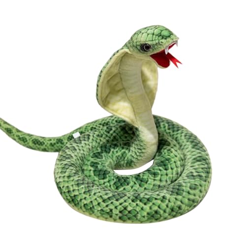 Realistische Cobra-Schlangen-Kuscheltiere, 63-Zoll-Python-Plüschtier, Riesige Lange Kuscheltiere, Schlangen-Plüschtiere, Geschenke For Kinder, Weihnachten, Wilde Tiere, Party-Dekoration(Green,118cm) von SRSDG