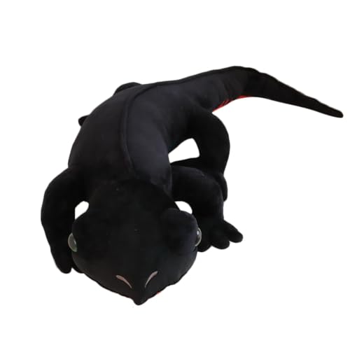 SRSDG Eidechsen-Stofftierspielzeug, 35,4-Zoll-Chamäleon-Puppen, Reptilien-Stoffspielzeug, Mähnenechsen, Wildtierspielzeug, Heimdekoration, Geschenke for Kinder(Black,90cm) von SRSDG