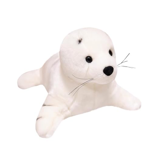 SRSDG Realistische Seelöwen-Stofftierpuppe, 45 cm, Hübsches Weißes Seelöwen-Plüschtier, Weicher Weißer Kleiner Seelöwe, Heimdekoration, Geschenke for Kinder(35cm) von SRSDG