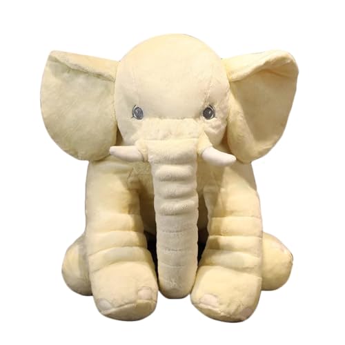 SRSDG Realistischer Elefant Stofftier 23,6 Zoll Elefantenspielzeug, Jungen- Und Mädchenzimmer Elefanten Plüschdekor, Elefantengeschenke for Kinder Und Frauen(Beige,40cm) von SRSDG