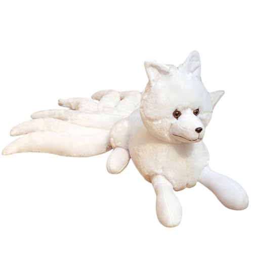 SRSDG Simulation Neunschwänziger Fuchs Plüschtier Puppe Plüschtier Süße Fuchspuppe 10,23 Zoll Geschenk Heimdekoration Ornament Halloween Weihnachten Geburtstagsgeschenk(White,26cm) von SRSDG